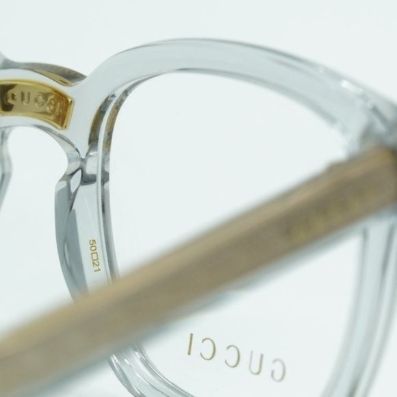💯 NEW GUCCI GG0184O 005 GREY TRANSPARENT UNISEX EYEGLASSES - Picture 11 of 14